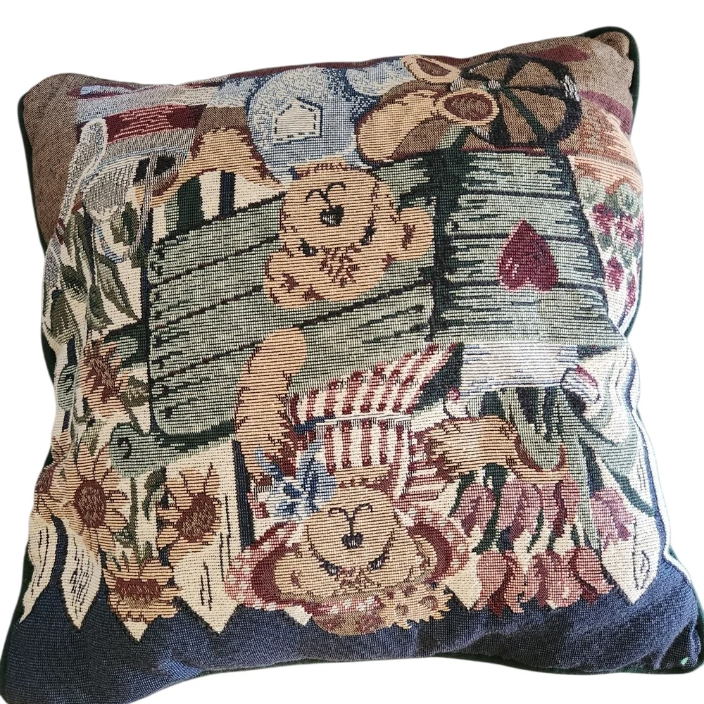 Newport Blue and Green Bear Accent Pillows